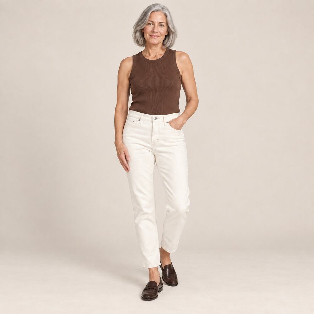 Madewell Jeans WMNS 25P White Perfect Vintage Mid Rise Tapered  90s Minimalist